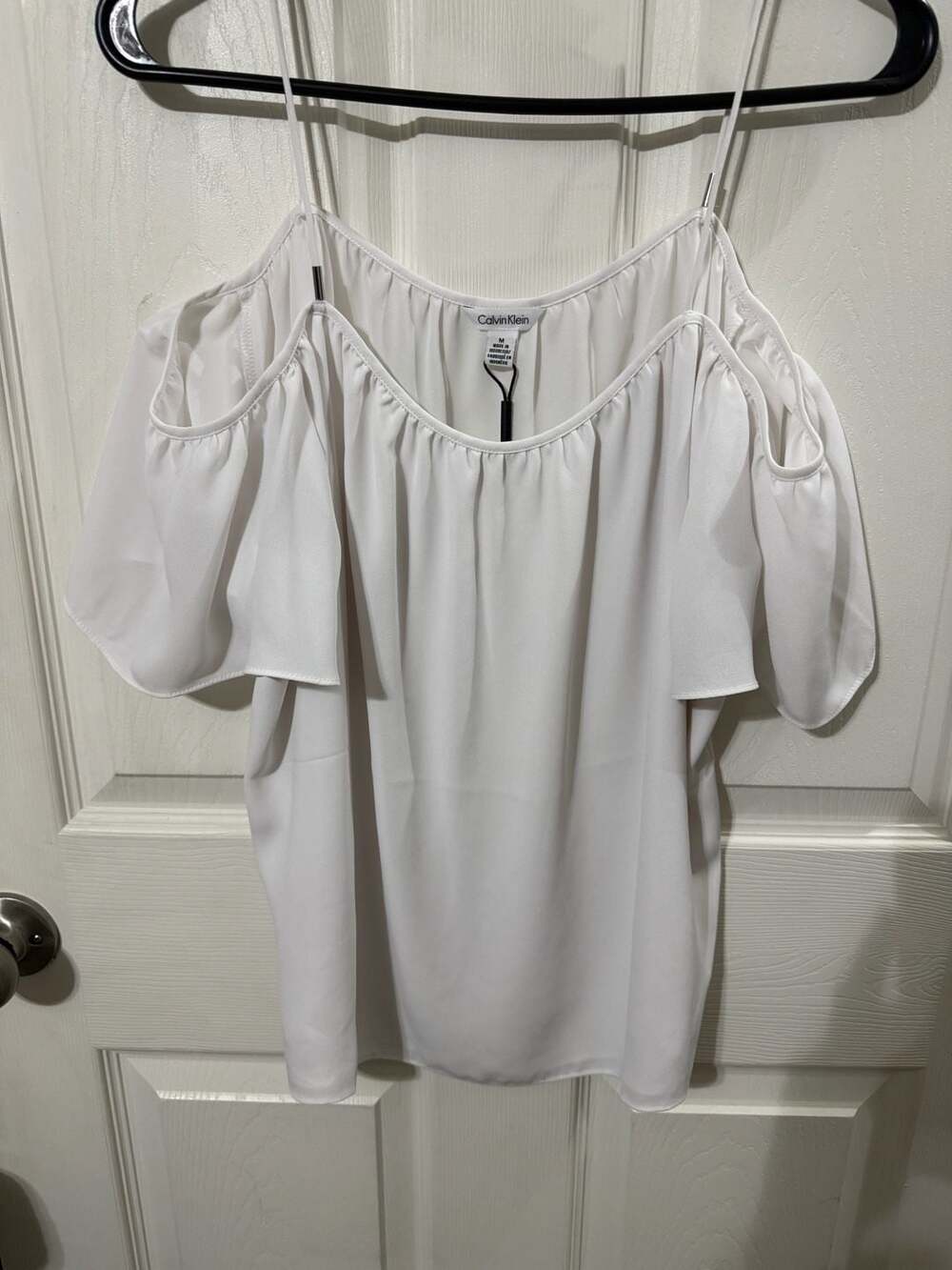 Calvin Klein Cold Shoulder Blouse Size M White